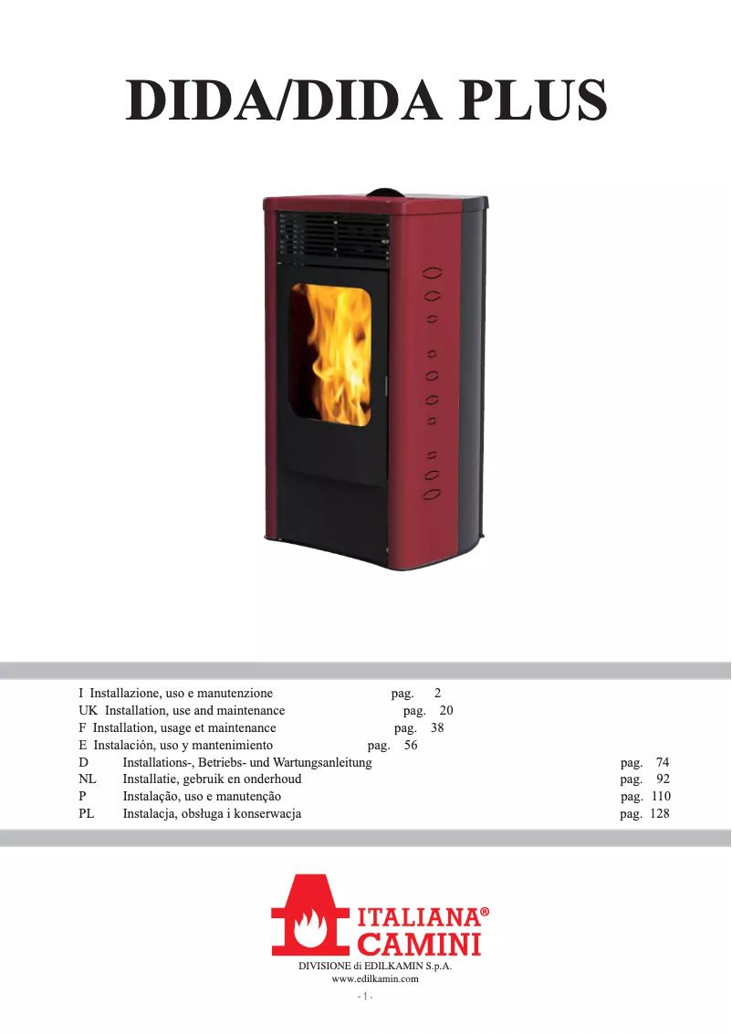 Page 1 de la notice Manuel utilisateur Edilkamin DIDA