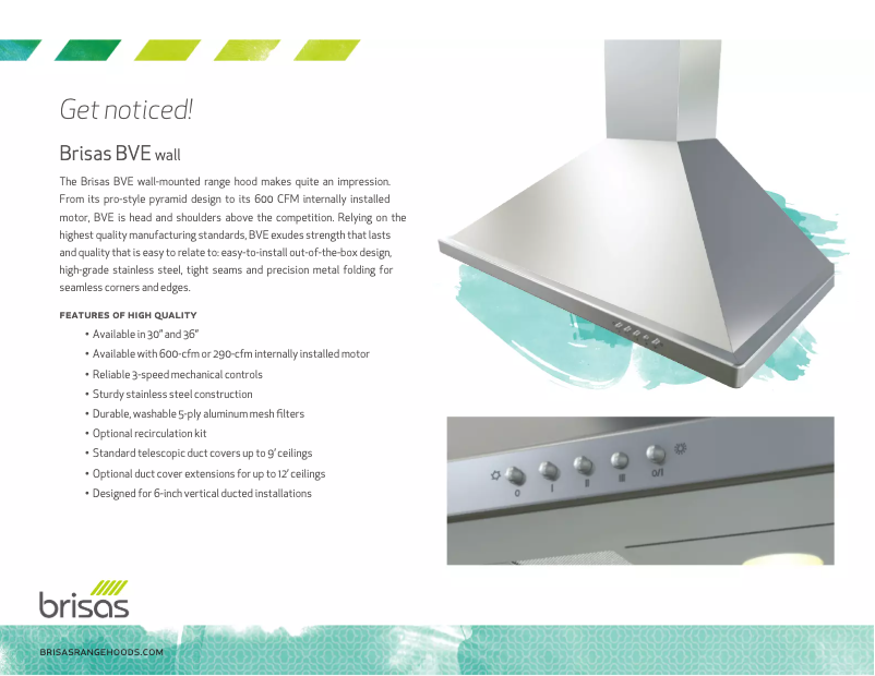 Page 1 de la notice Fiche technique Zephyr BVE-E36AS