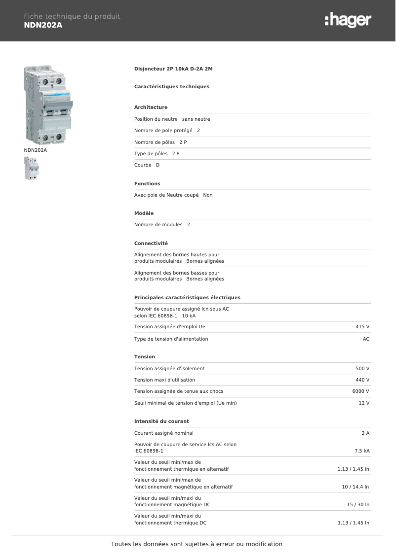 Image de la première page du manuel de l'appareil NDN202A