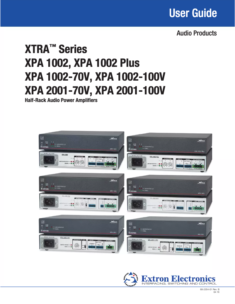 Page 1 de la notice Manuel utilisateur Extron XPA 1002-70V
