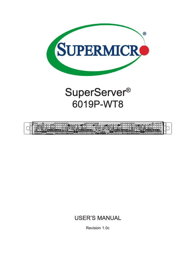 Page 1 de la notice Manuel utilisateur Supermicro SuperServer 6019P-WT8