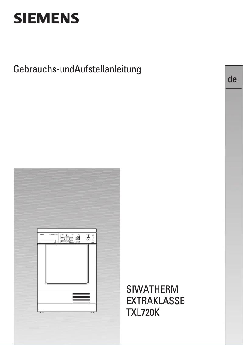 Page 1 de la notice Manuel utilisateur Siemens WTXL720K