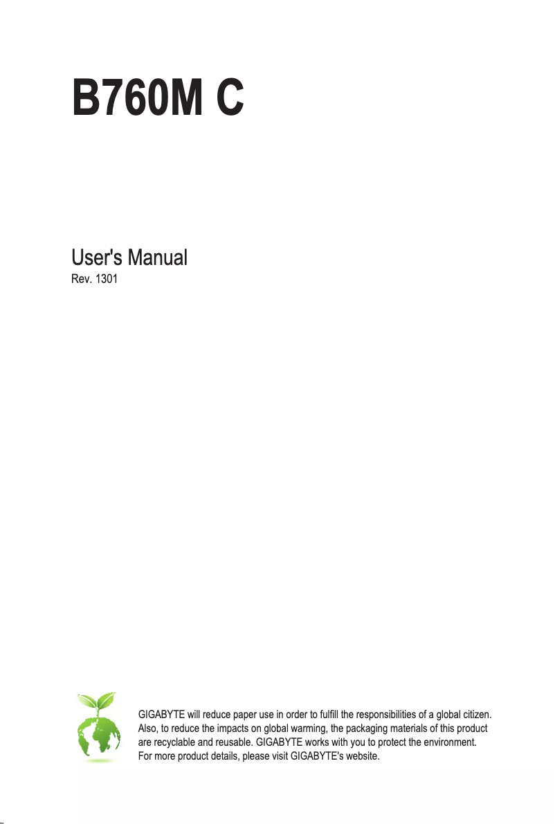 Page 1 de la notice Manuel utilisateur Gigabyte B760M C