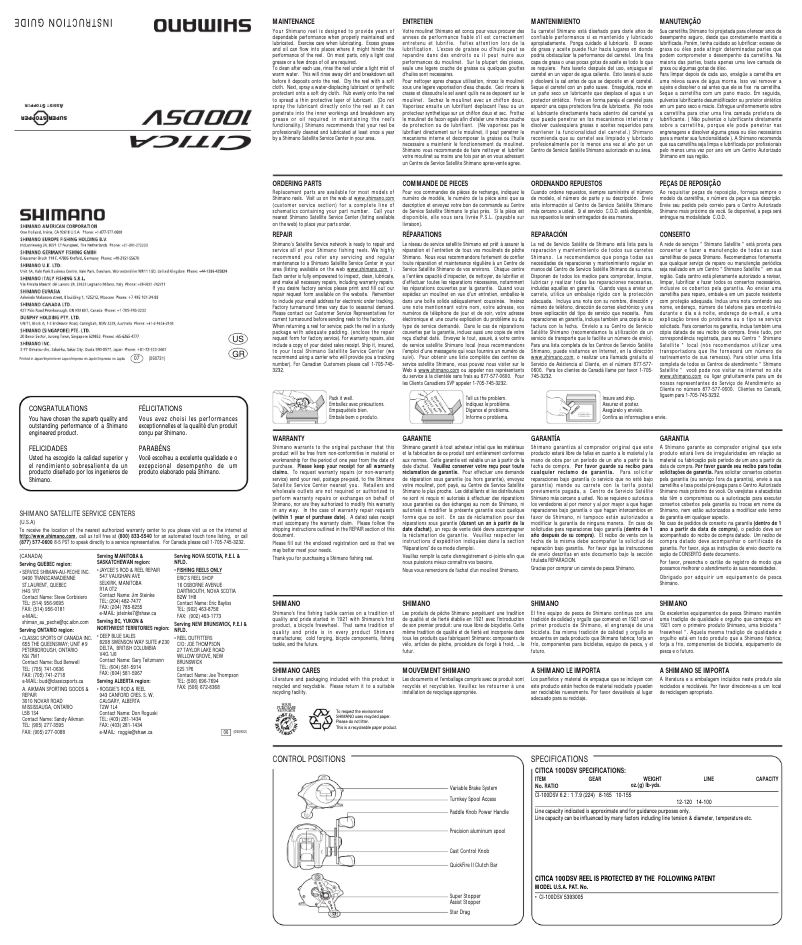 Image de la première page du manuel de l'appareil Citica 100DSV