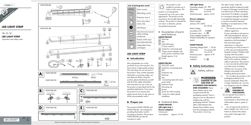 Page 1 de la notice Manuel utilisateur Livarno Lux IAN 292097