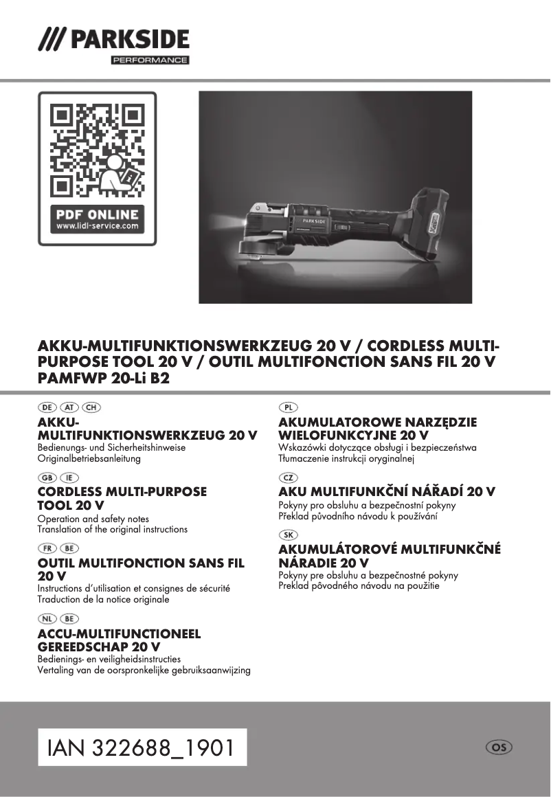 First page image of the manual for PAMFWP 20-Li B2