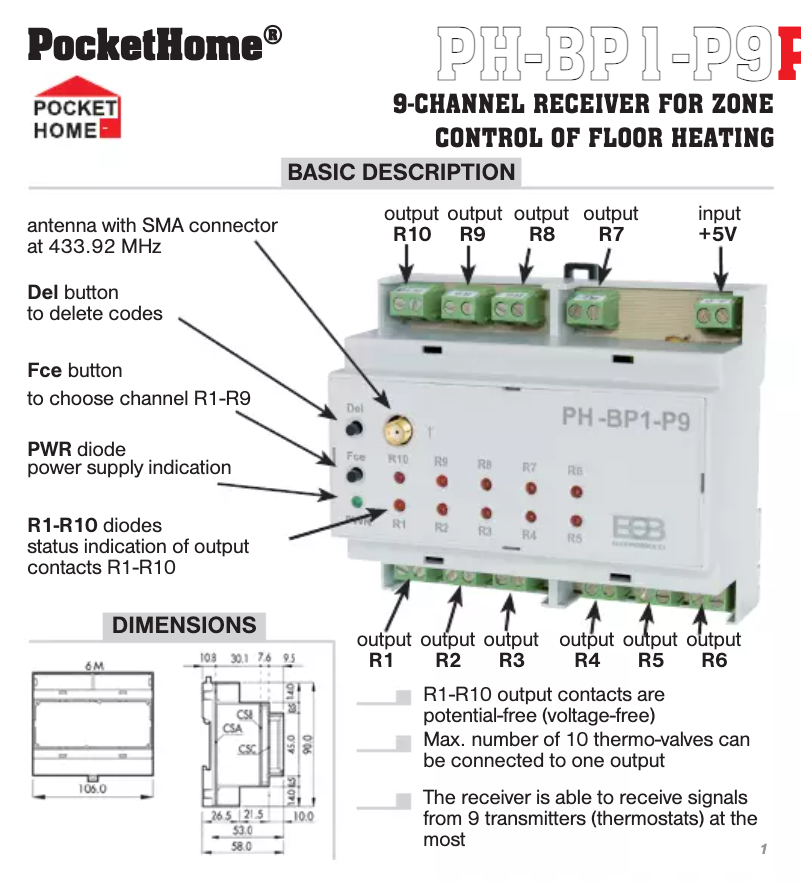 Page 1 de la notice Manuel utilisateur Elektrobock Pocket Home PH-BP1-P9