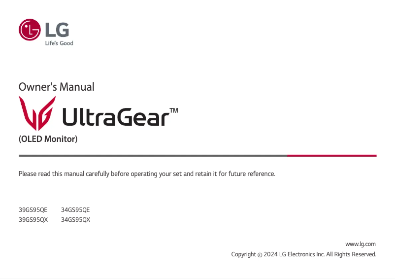 Page n°1 - Manuel utilisateur LG UltraGear 39GS95QE