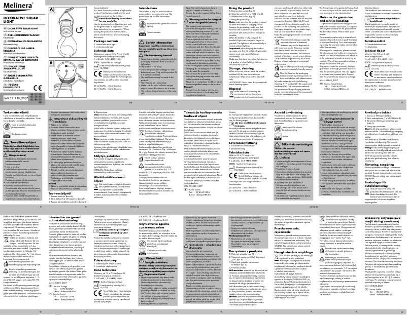 Page 1 de la notice Manuel utilisateur Melinera IAN 351888