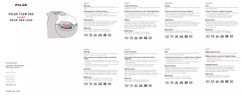 Page n°1 - Manuel utilisateur Polar Team Pro shirt