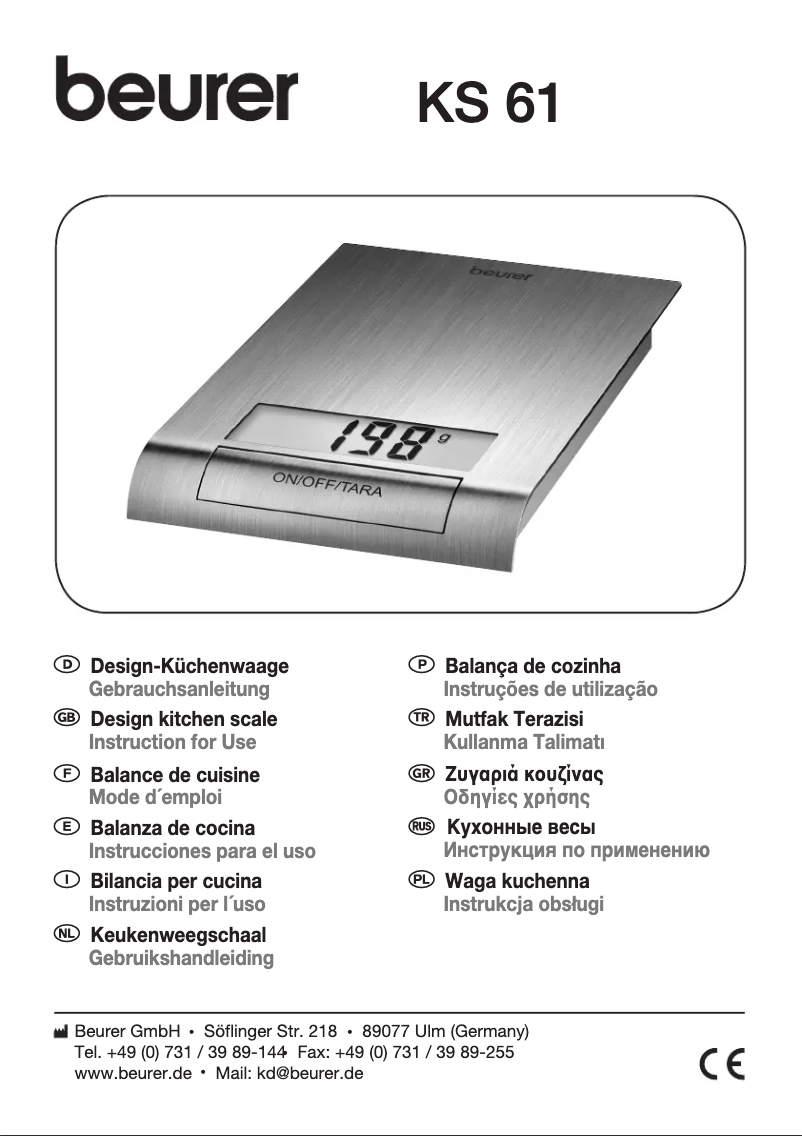 Page 1 de la notice Manuel utilisateur Beurer KS 61