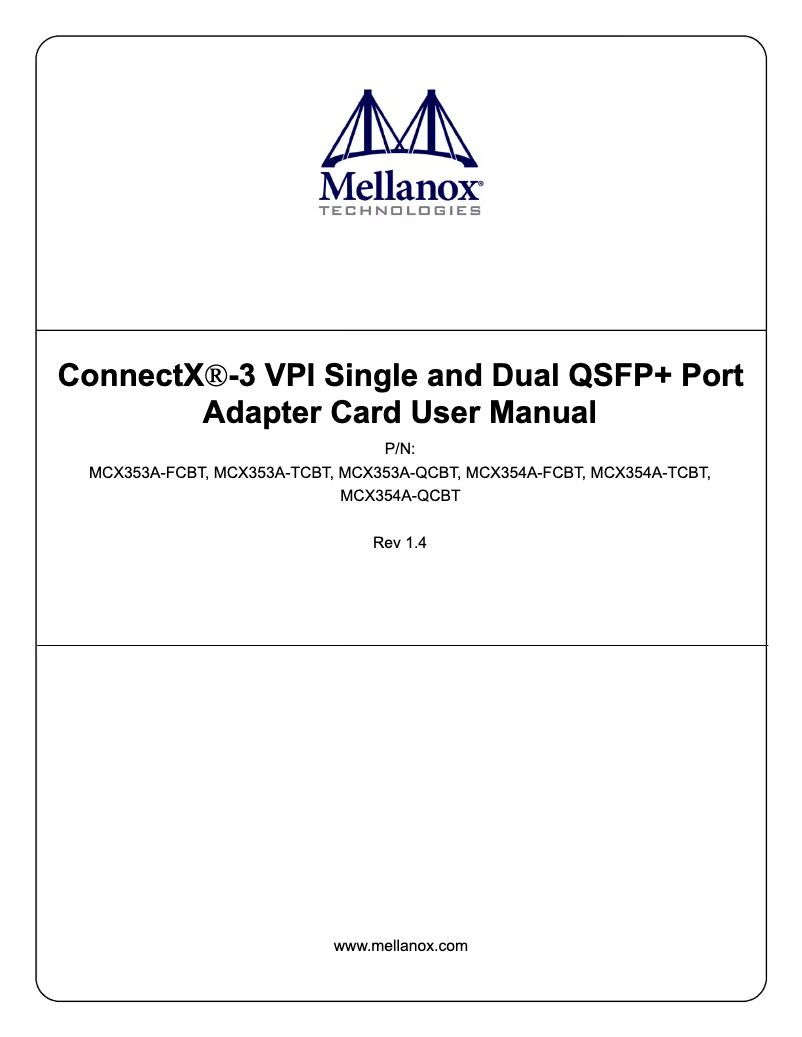 Page n°1 - Manuel utilisateur Mellanox Technologies ConnectX-3 VPI