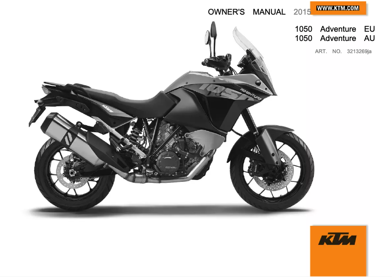 Page 1 de la notice Manuel utilisateur KTM 1050 Adventure (2015)