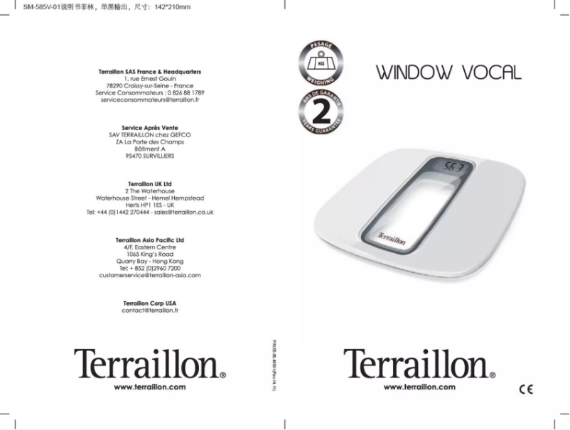 Page n°1 - Manuel utilisateur Terraillon Window Vocal