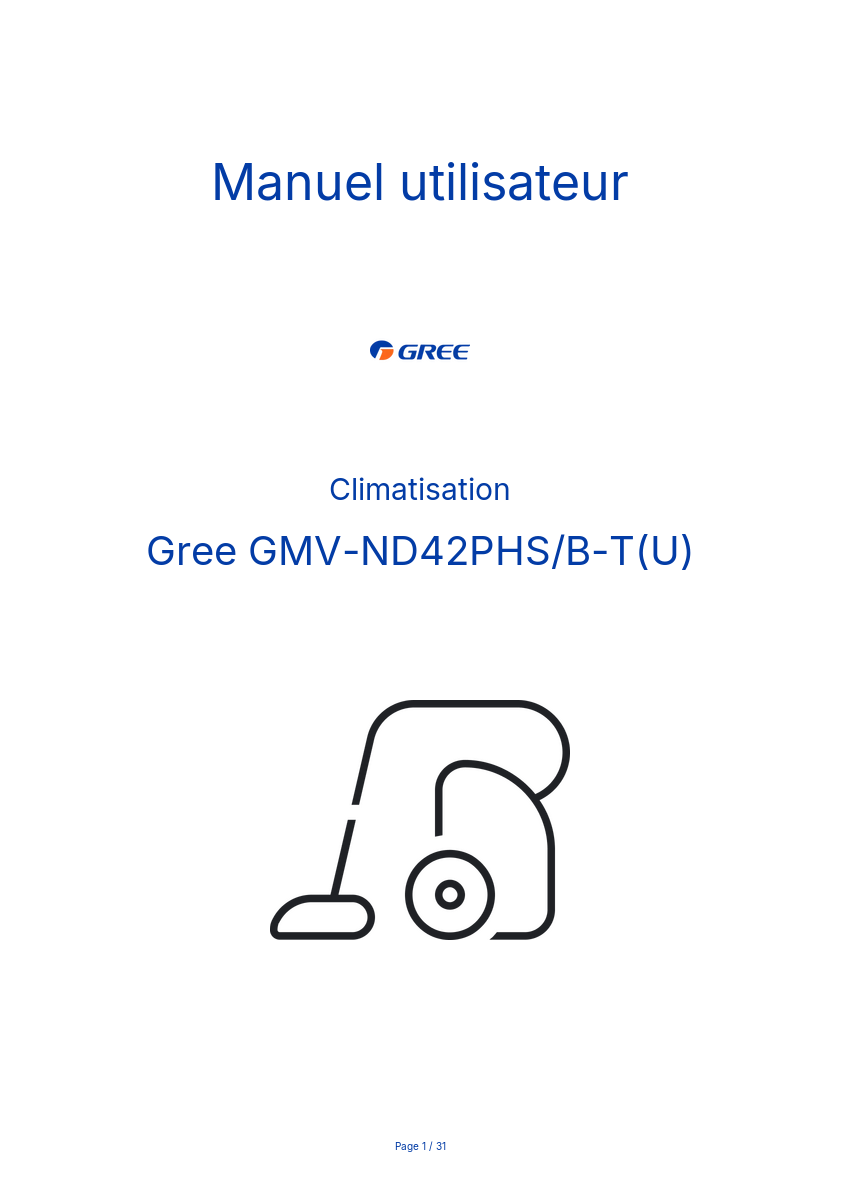 Image de la première page du manuel de l'appareil GMV-ND42PHS/B-T(U)