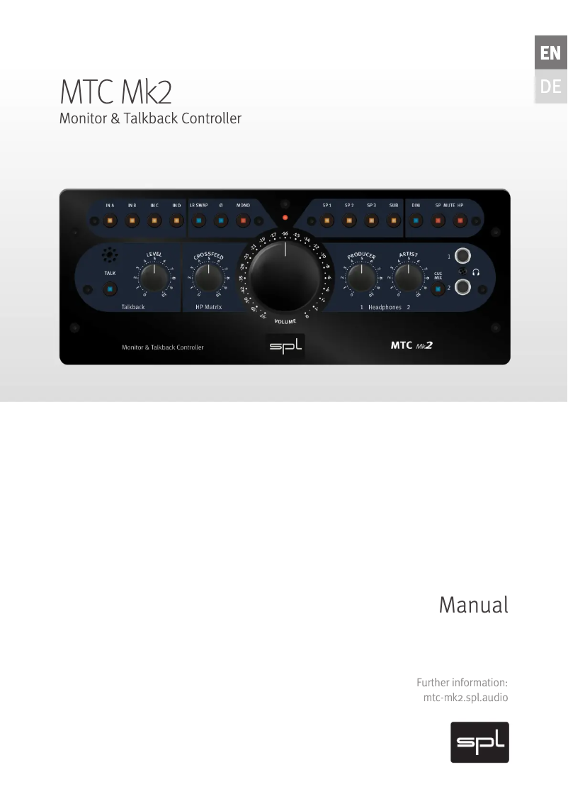Page 1 de la notice Manuel utilisateur SPL MTC Mk2