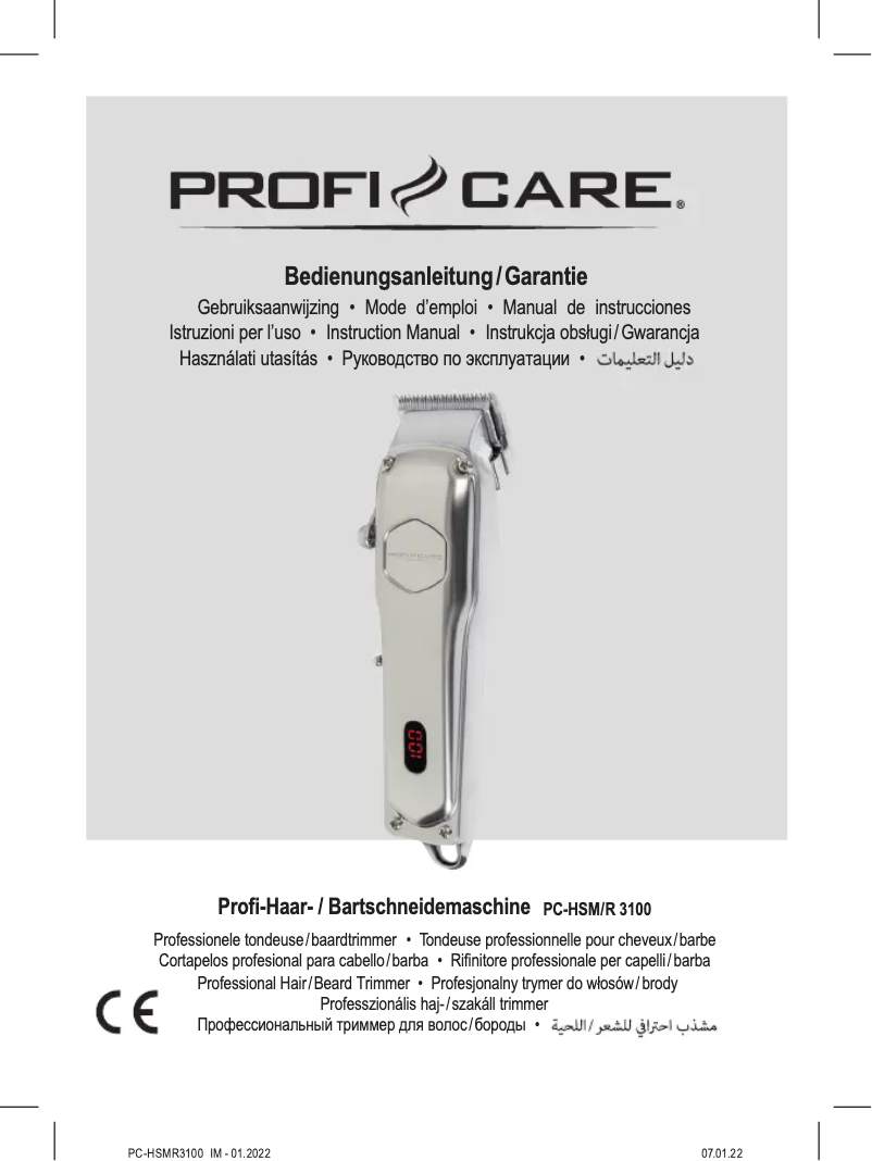 Page n°1 - Manuel utilisateur ProfiCare PC-HSM/R 3100