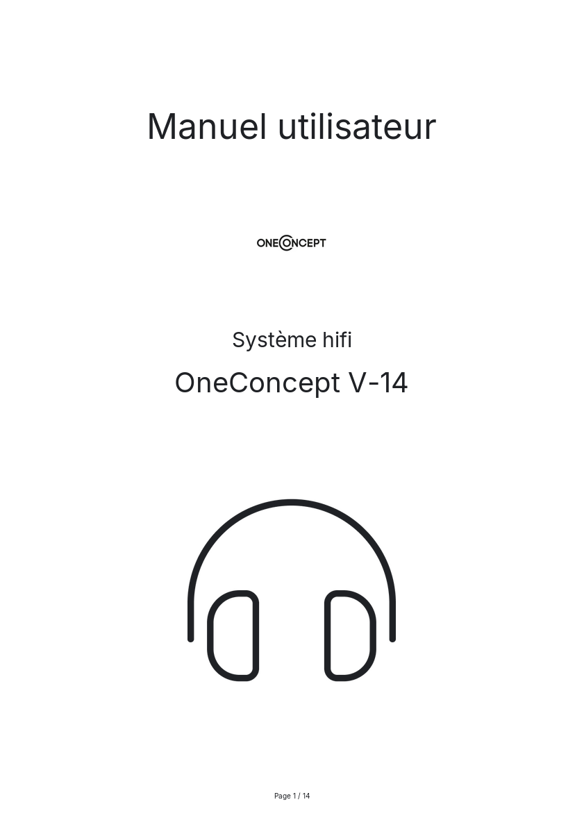 Page n°1 - Manuel utilisateur OneConcept V-14