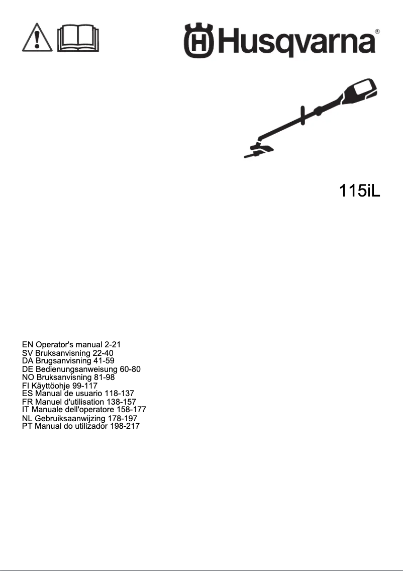 Page 1 de la notice Manuel utilisateur Husqvarna 115iL