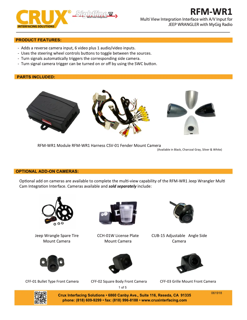 Image de la première page du manuel de l'appareil RFM-WR1