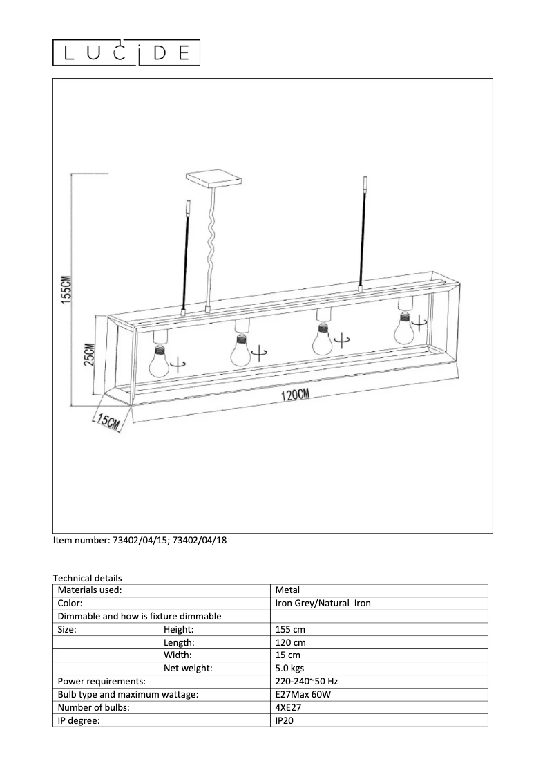Page n°1 - Manuel utilisateur Lucide Thor 73402/04/18