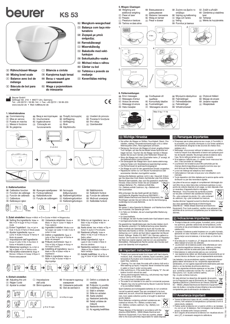 Page 1 de la notice Manuel utilisateur Beurer KS53