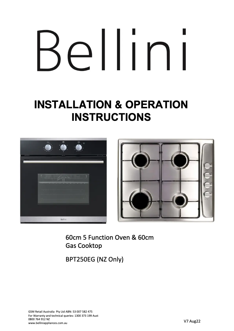 Image de la première page du manuel de l'appareil BPT250EG