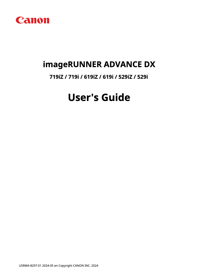 Image de la première page du manuel de l'appareil imageRUNNER ADVANCE DX 719iZ