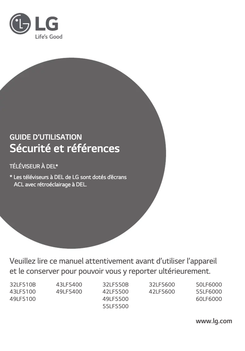 Page n°1 - Manuel utilisateur LG 55LF6000