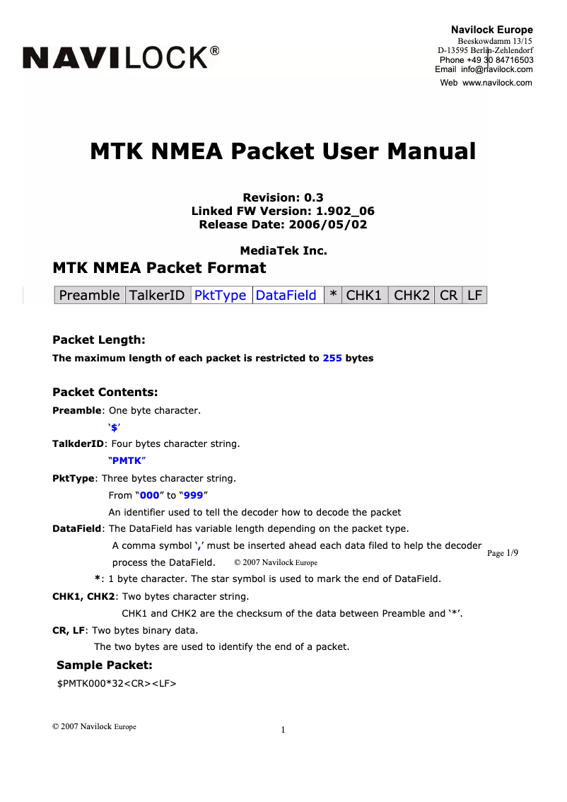 Page 1 de la notice Manuel utilisateur Tragant NL-504ETTL