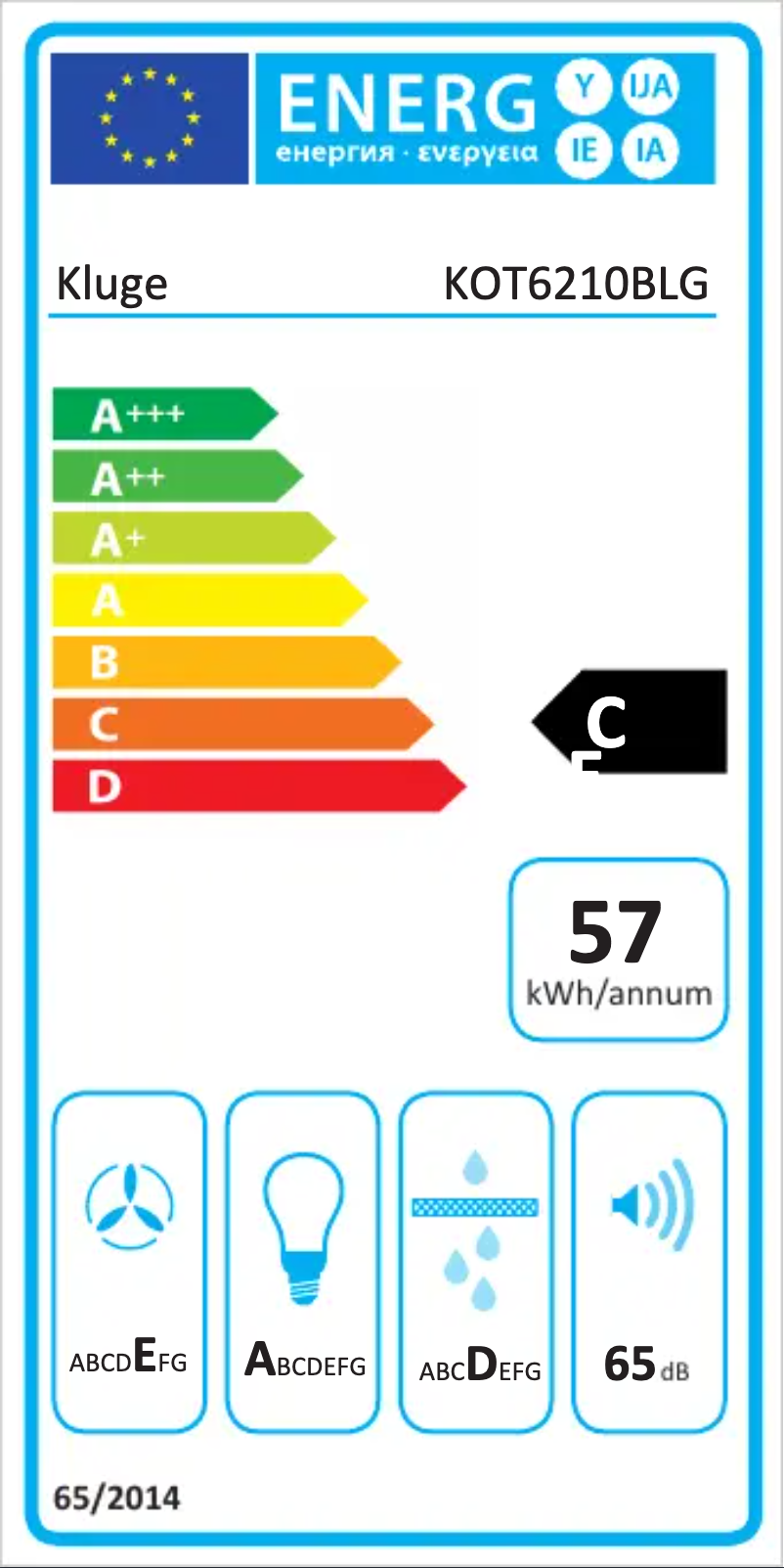 Page n°1 - Label énergétique Kluge KOT6210BLG