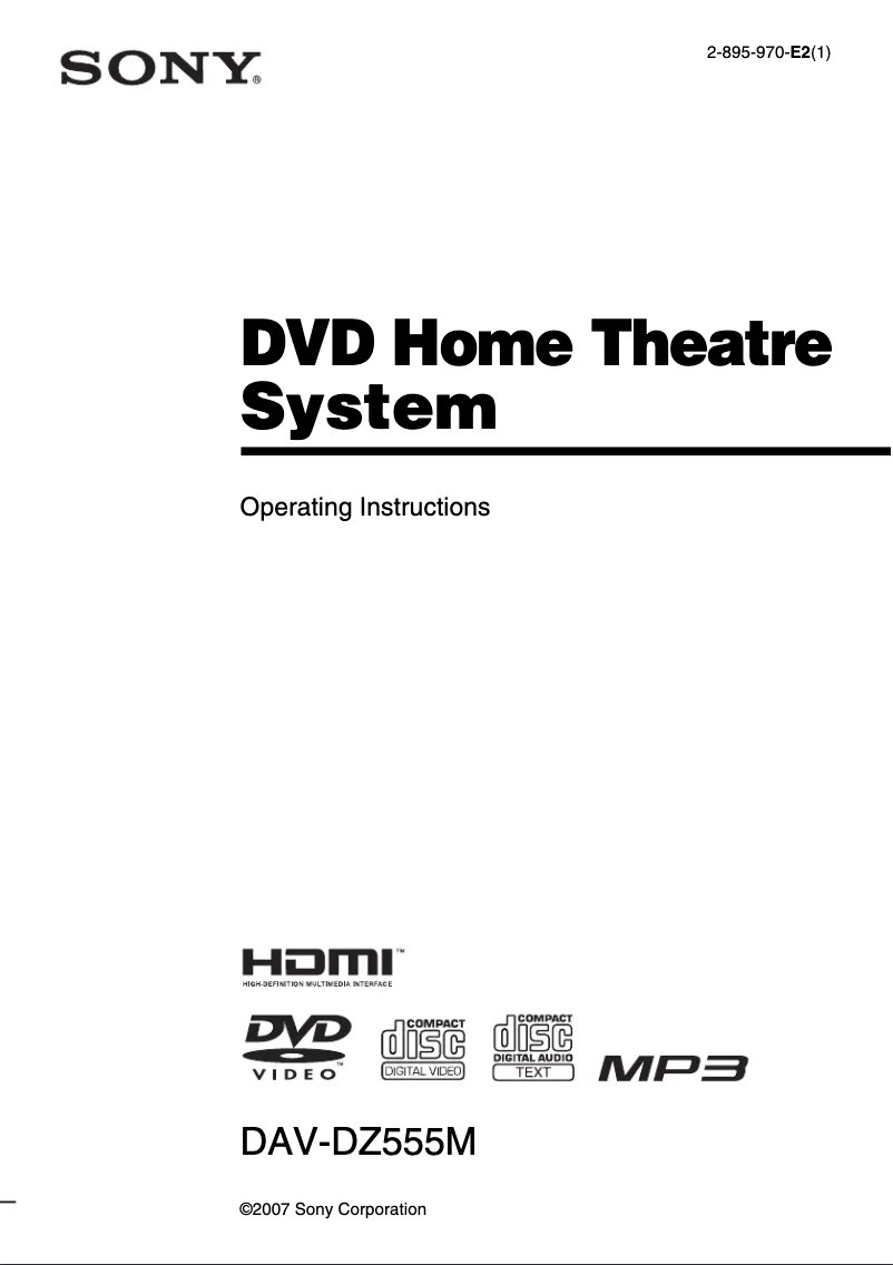 Page 1 de la notice Manuel utilisateur Sony DAV-DZ555M
