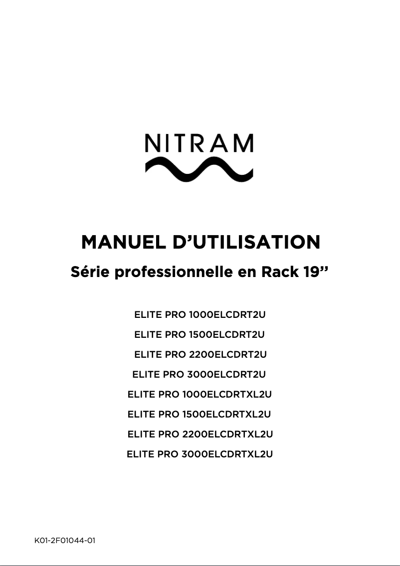 Image de la première page du manuel de l'appareil ELITE PRO 1500ELCDRT2U