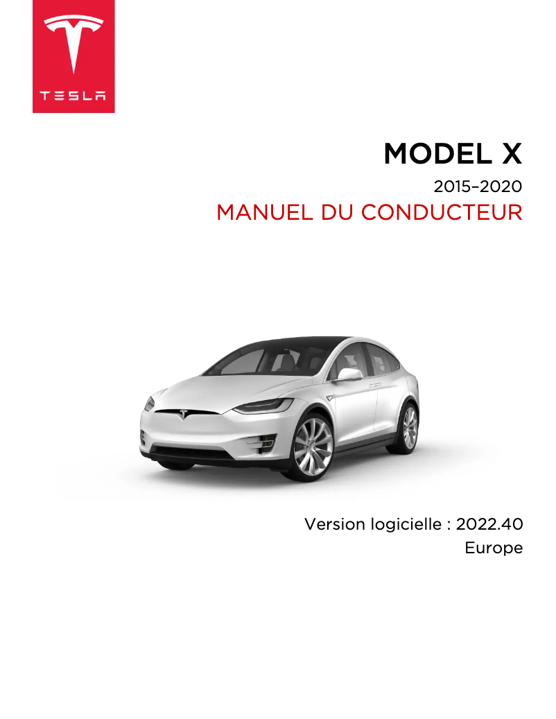 Image de la première page du manuel de l'appareil Model X (2017)