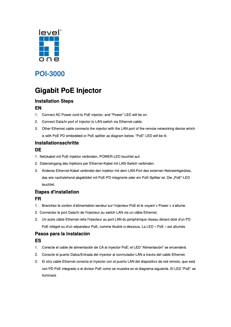 Image de la première page du manuel de l'appareil POI-3000