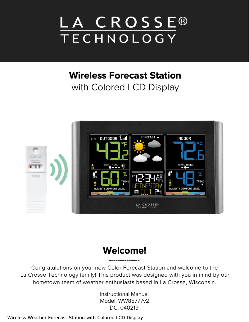 Image de la première page du manuel de l'appareil WW85777V2