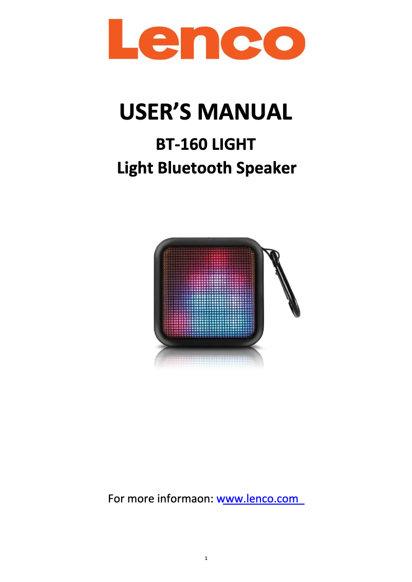 Image de la première page du manuel de l'appareil BT-160 Light