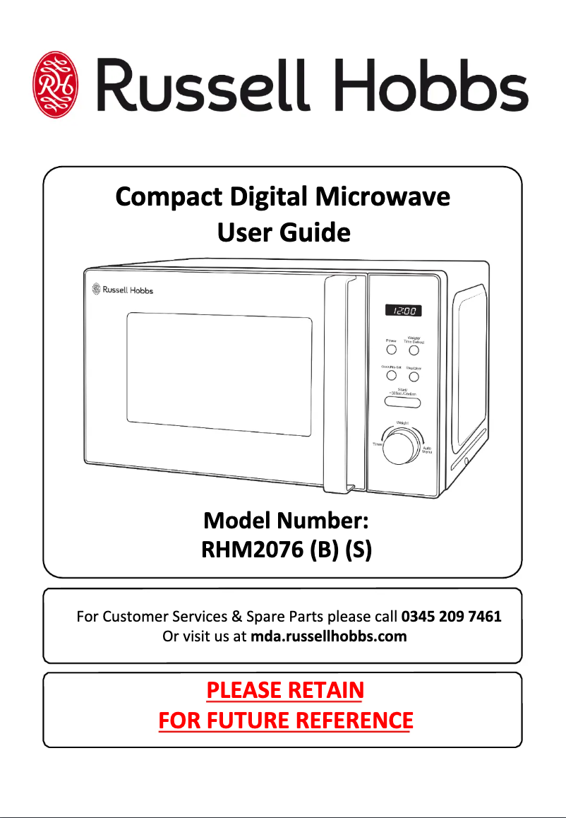 Page 1 de la notice Manuel utilisateur Russell Hobbs RHM2076B