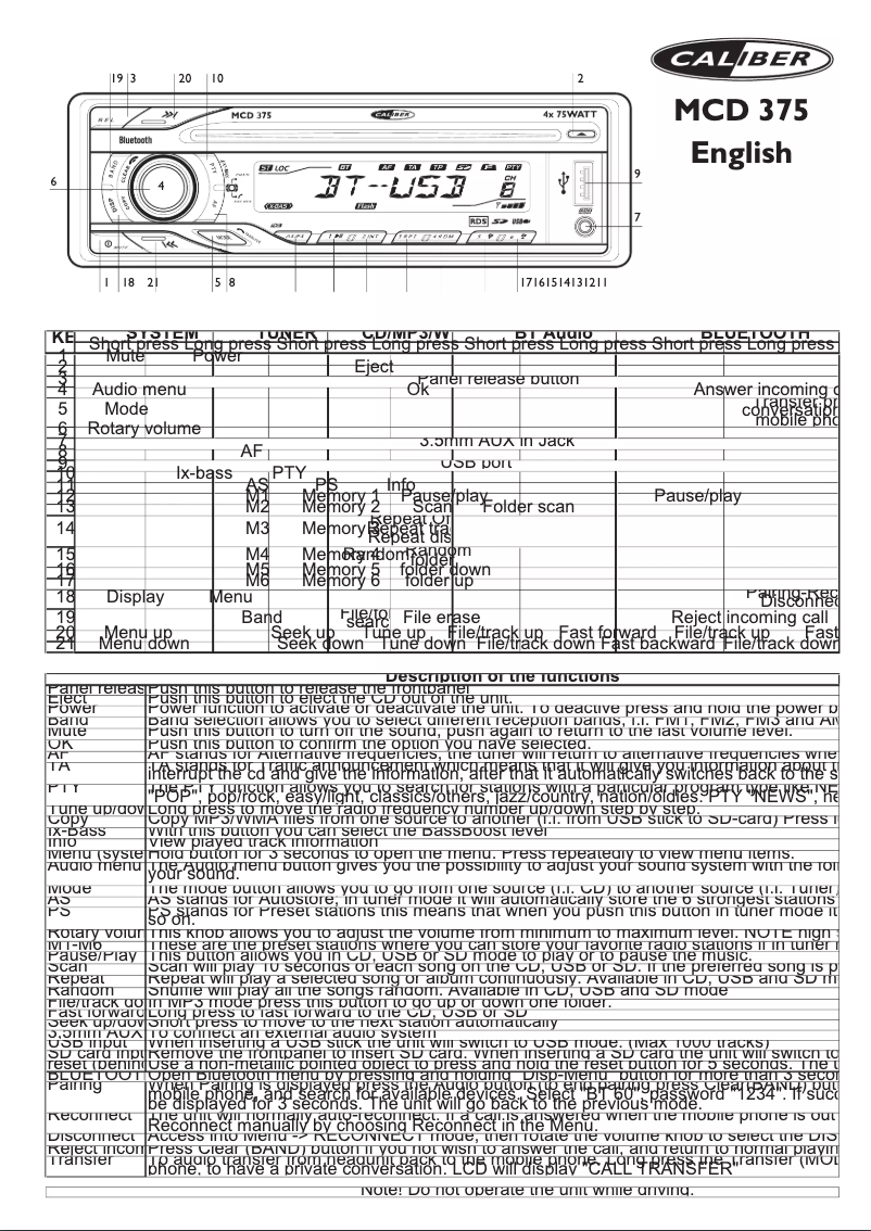 Image de la première page du manuel de l'appareil MCD 375