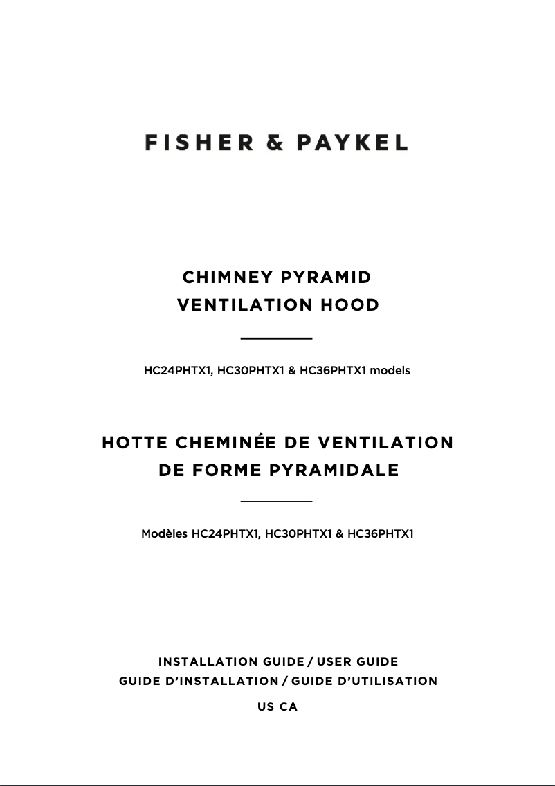 Page n°1 - Guide d'installation Fisher & Paykel HC30PHTX1