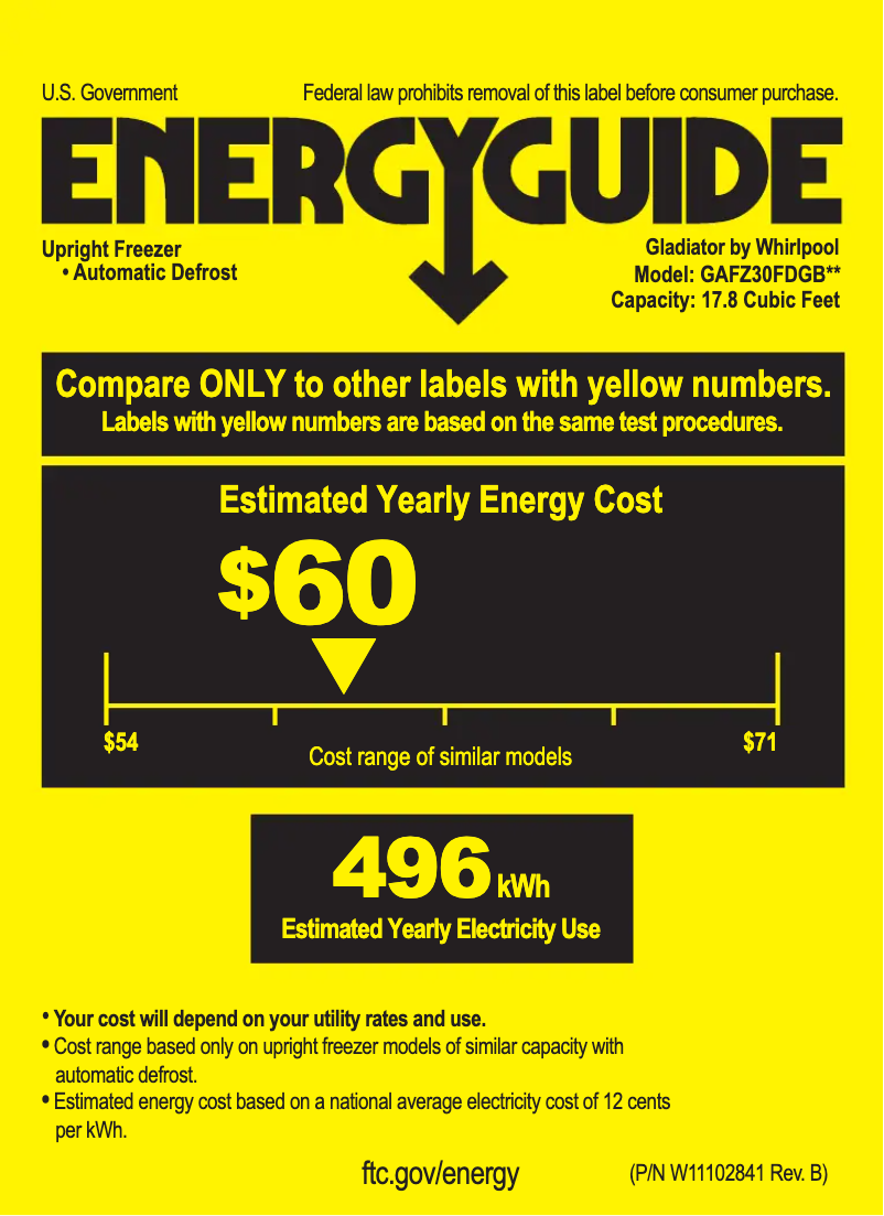 Page n°1 - Label énergétique Gladiator GAFZ30FDGB