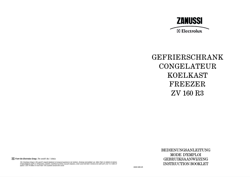 Page 1 de la notice Manuel utilisateur Zanussi-Electrolux ZV160R3