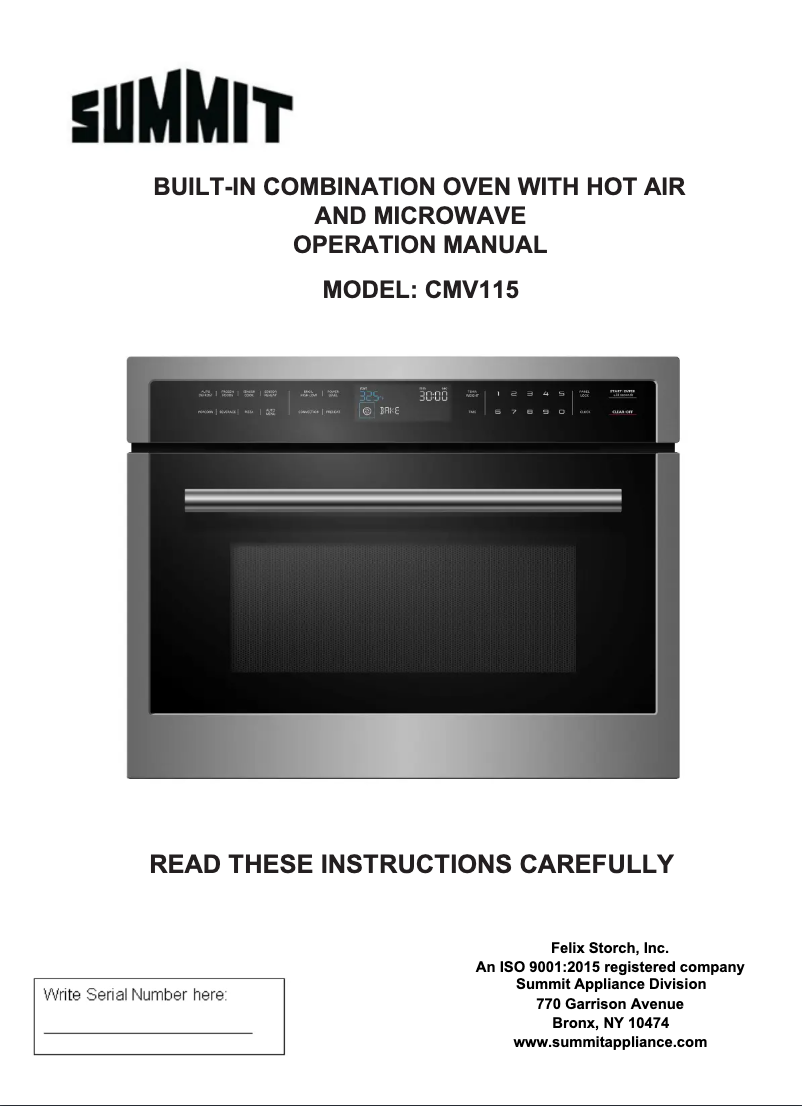 Page 1 de la notice Manuel utilisateur Summit CMV115