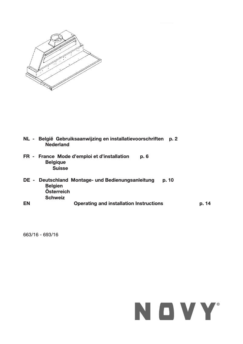Page 1 de la notice Manuel utilisateur Novy Telescopic Glass 693