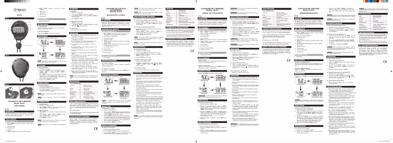 Page n°1 - Manuel utilisateur Oregon Scientific SL210