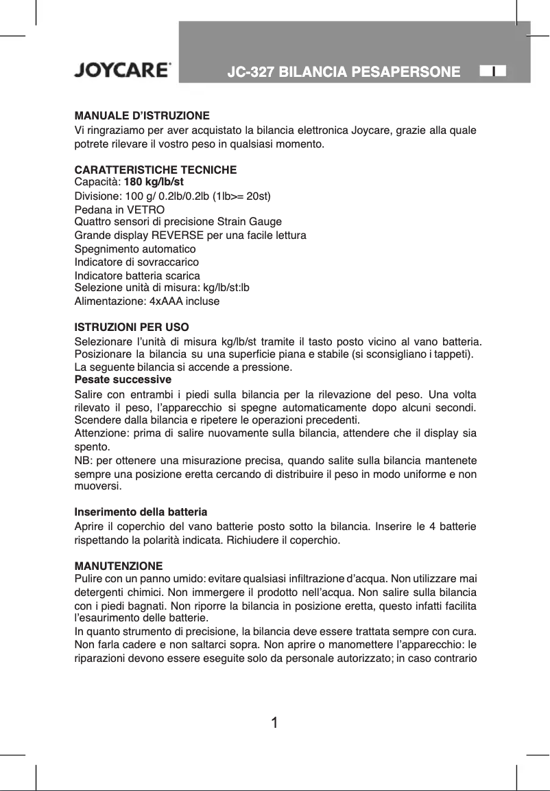Image de la première page du manuel de l'appareil JC-327