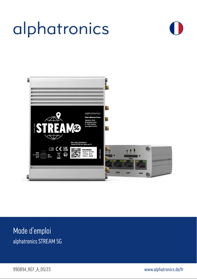 Image de la première page du manuel de l'appareil STREAM 5G