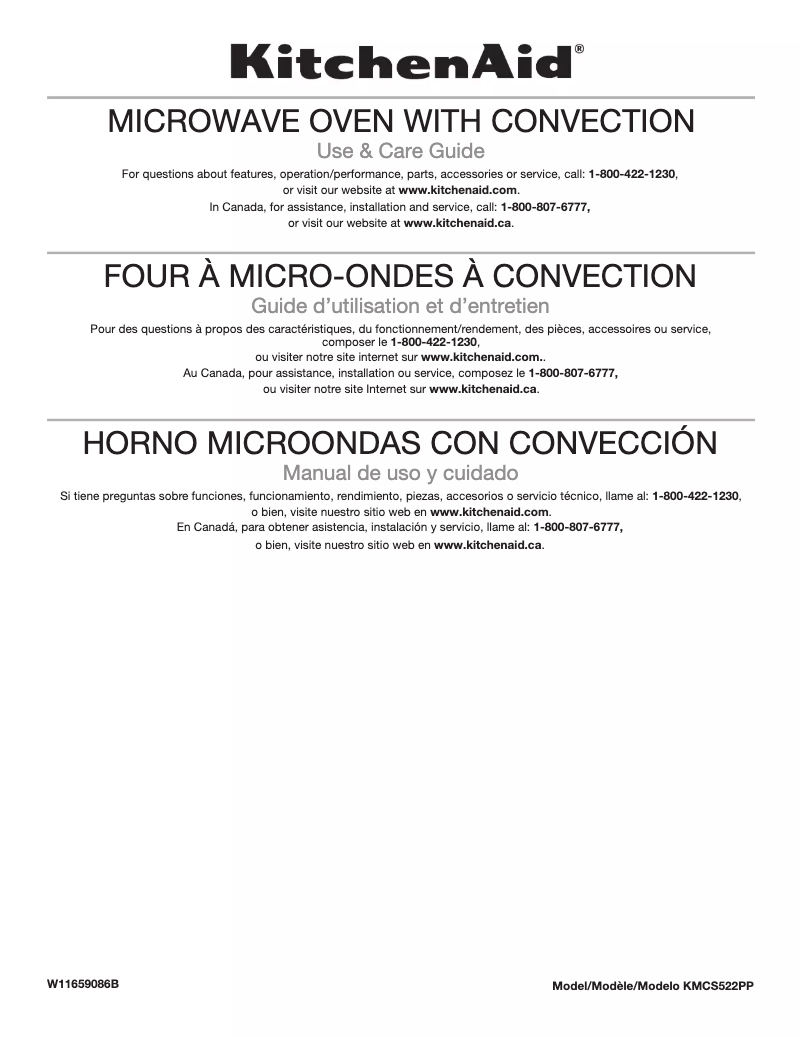 Page n°1 - Manuel utilisateur KitchenAid KMCS522P