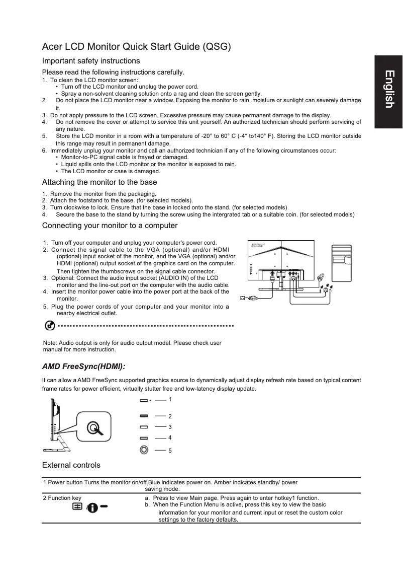 Page n°1 - Manuel utilisateur Acer K243YA