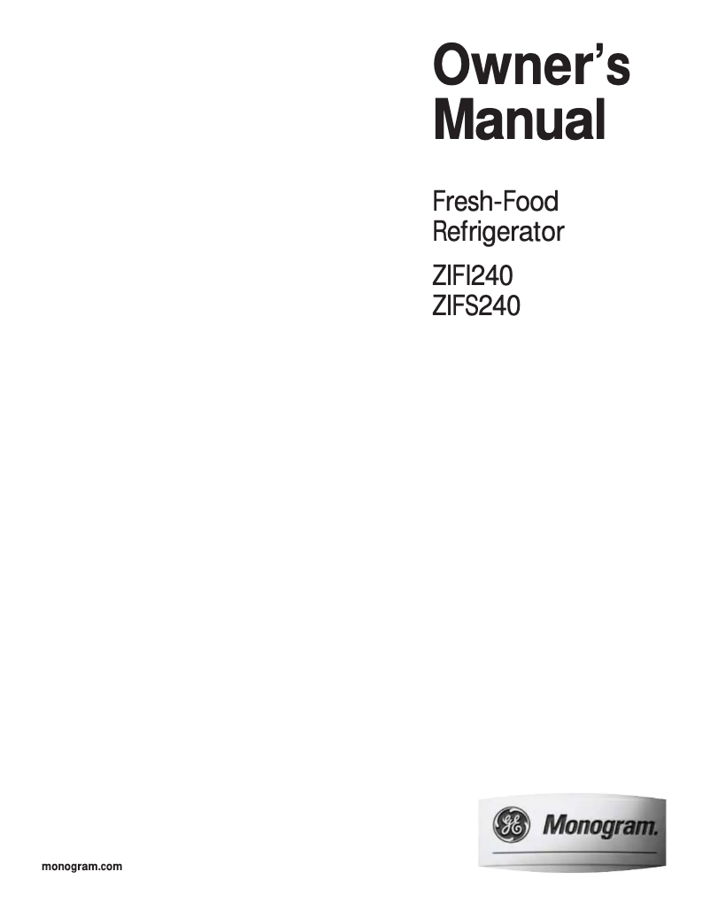 Image de la première page du manuel de l'appareil ZIFI240PLII